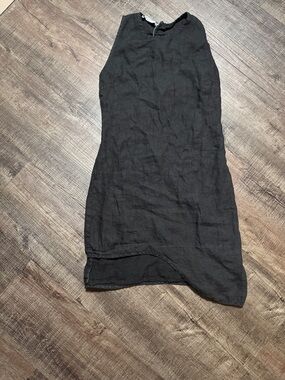 Black Linen Blend Asymmetric Hem Women's Skirt